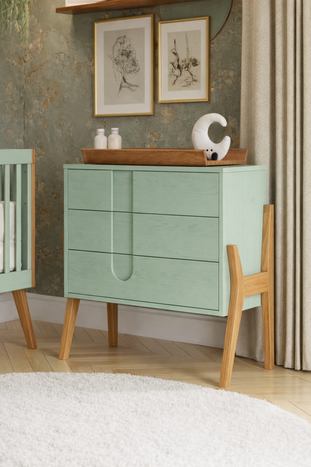 sage green dresser nursery Graco Sasha Sage 6 Drawer 47.48 in. Wide Dresser 03716-40L