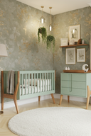 Signature Collection Cot · Sage Green· Natural Oak