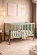 Signature Collection Cot · Sage Green· Natural Oak